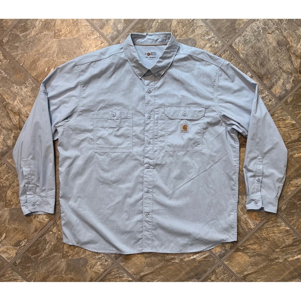 Carhartt Force Shirt Mens 2XL Blue Vented Relaxed Fit 102418 453